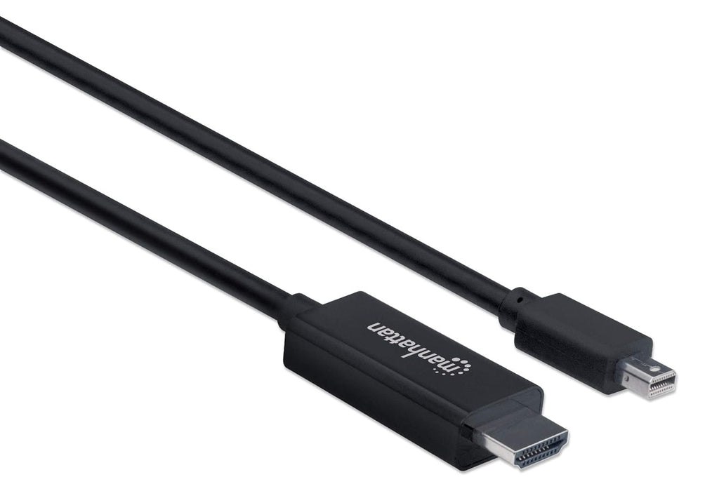 Manhattan Mini DisplayPort 1.2 to HDMI Cable, 4K@60Hz, 1.8m, Male to Male, Black, Three Year Warranty, Polybag