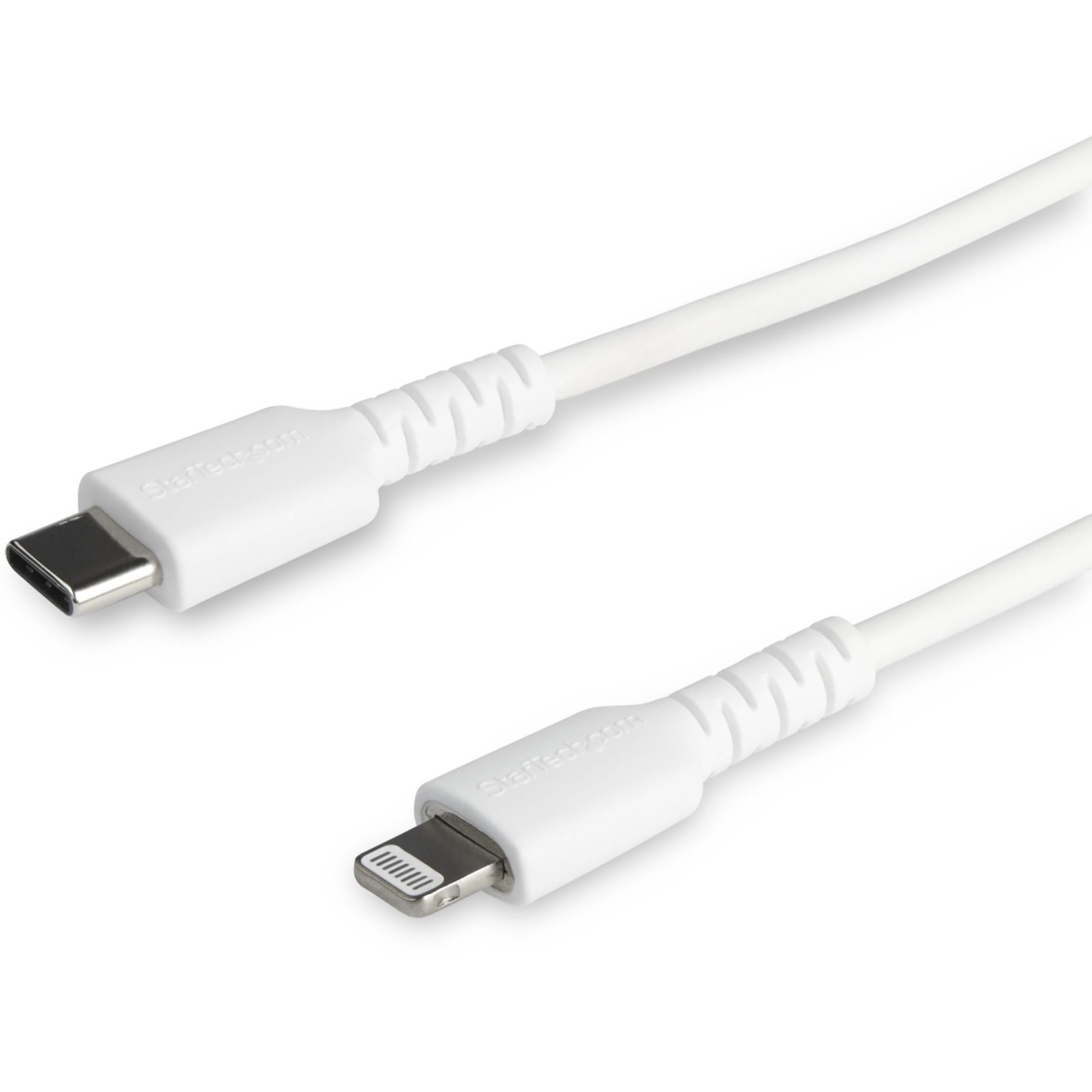 StarTech.com 1m USB C to Lightning Cable - Durable White USB Type C to Lightning Connector Fast Charge & Sync Charging Cord, Rugged w/Aramid Fiber Apple MFI Certified iPhone 11 iPad Air (RUSBCLTMM1MW