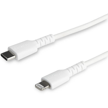 StarTech.com 1m USB C to Lightning Cable - Durable White USB Type C to Lightning Connector Fast Charge & Sync Charging Cord, Rugged w/Aramid Fiber Apple MFI Certified iPhone 11 iPad Air (RUSBCLTMM1MW