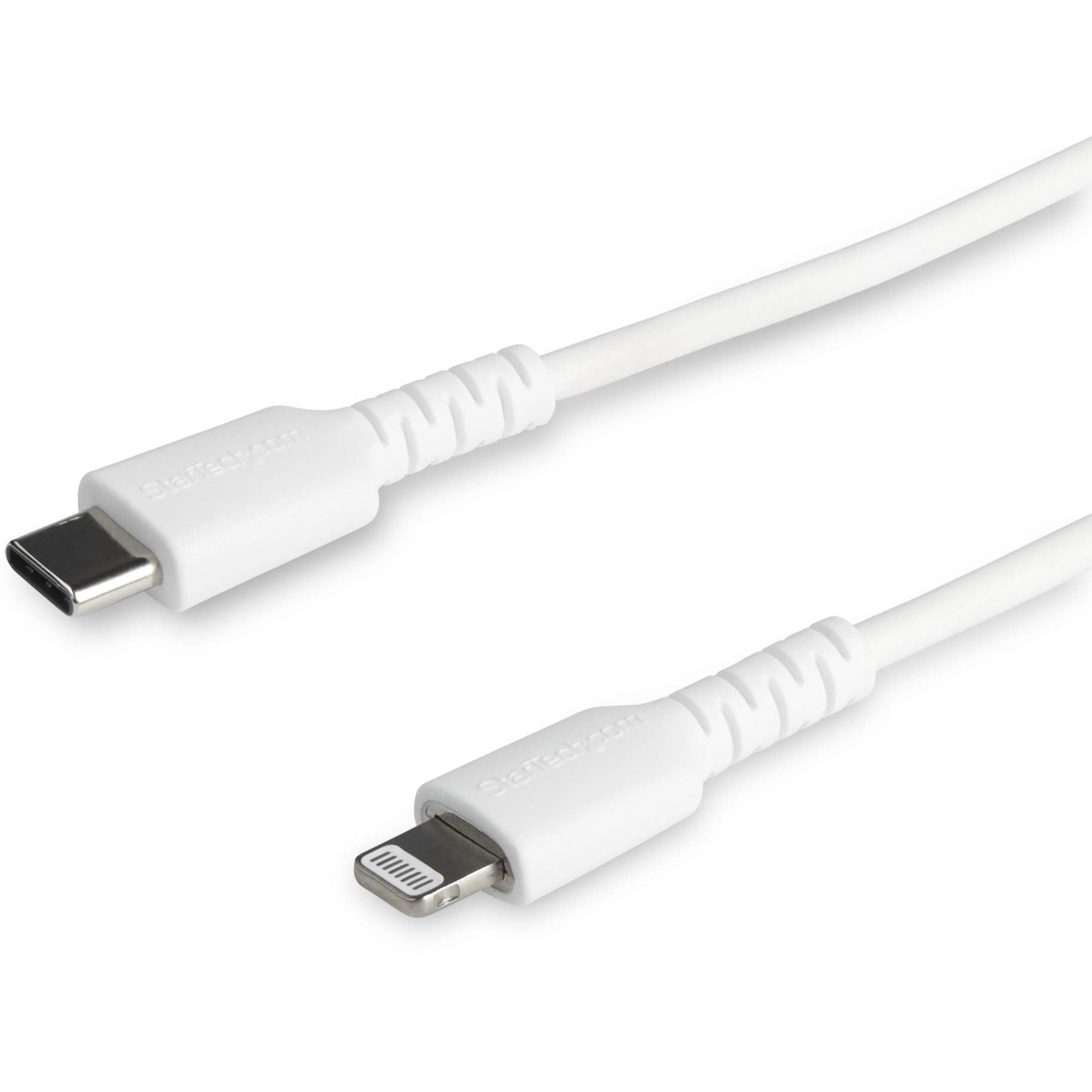 StarTech.com 1m USB C to Lightning Cable - Durable White USB Type C to Lightning Connector Fast Charge & Sync Charging Cord, Rugged w/Aramid Fiber Apple MFI Certified iPhone 11 iPad Air (RUSBCLTMM1MW