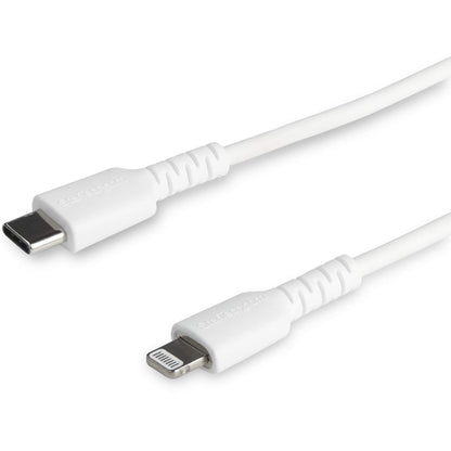 StarTech.com 1m USB C to Lightning Cable - Durable White USB Type C to Lightning Connector Fast Charge & Sync Charging Cord, Rugged w/Aramid Fiber Apple MFI Certified iPhone 11 iPad Air (RUSBCLTMM1MW