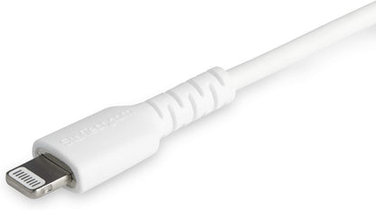 StarTech.com 1m USB C to Lightning Cable - Durable White USB Type C to Lightning Connector Fast Charge & Sync Charging Cord, Rugged w/Aramid Fiber Apple MFI Certified iPhone 11 iPad Air (RUSBCLTMM1MW