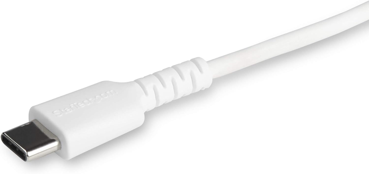 StarTech.com 1m USB C to Lightning Cable - Durable White USB Type C to Lightning Connector Fast Charge & Sync Charging Cord, Rugged w/Aramid Fiber Apple MFI Certified iPhone 11 iPad Air (RUSBCLTMM1MW