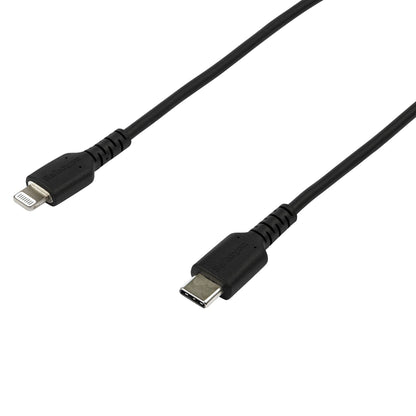 StarTech.com 2m USB C to Lightning Cable - Durable Black USB Type C to Lightning Connector Fast Charge & Sync Charging Cord, Rugged w/Aramid Fiber Apple MFI Certified iPhone 11 iPad Air (RUSBCLTMM2MB