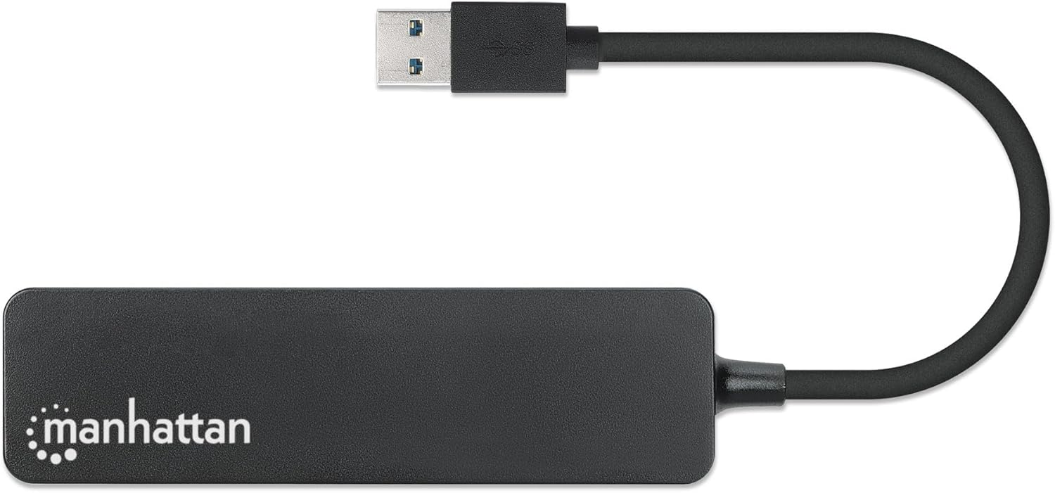 Manhattan USB-A 3-Port Hub with Card Reader, 3x USB-A ports, 5 Gbps (USB 3.2 Gen1 aka USB 3.0), SD, MicroSD, MMC and Memory Stick; Bus Power, SuperSpeed USB, Black, Three Year Warranty, Box