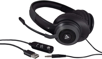 V7 Premium Over-Ear Stereo Headset, Boom Mic, PC, Mac, Tablets, Laptop Computer, Gaming, Video Conferencing, 3.5mm, USB