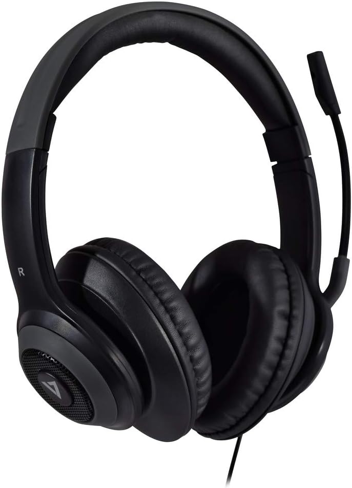V7 Premium Over-Ear Stereo Headset, Boom Mic, PC, Mac, Tablets, Laptop Computer, Gaming, Video Conferencing, 3.5mm, USB