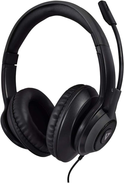 V7 Premium Over-Ear Stereo Headset, Boom Mic, PC, Mac, Tablets, Laptop Computer, Gaming, Video Conferencing, 3.5mm, USB