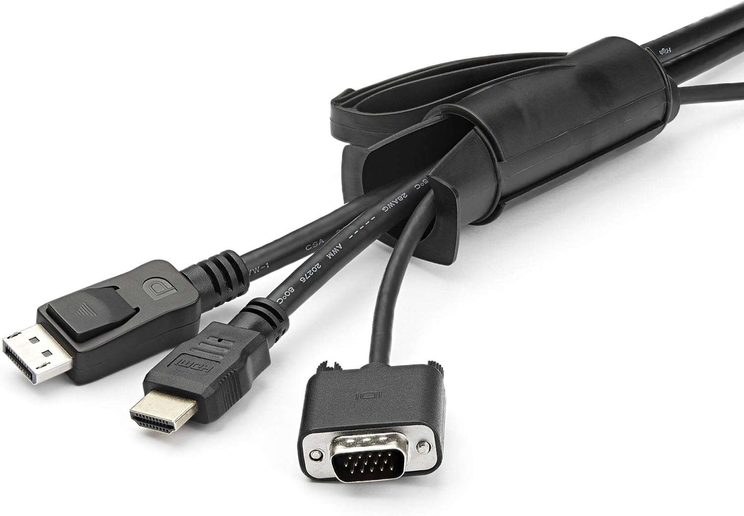 StarTech.com 2.5m (8.2ft) Cable Management Sleeve - Spiral - 1" (25mm) Diameter - W/ Cable Loading Tool - Black (CMSCOILED2)