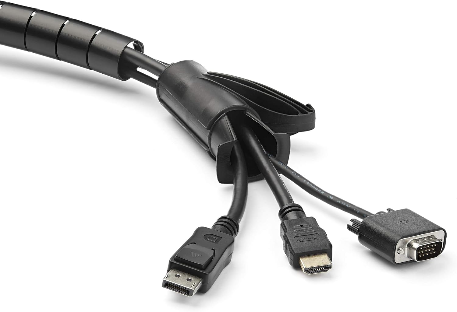 StarTech.com 2.5m (8.2ft) Cable Management Sleeve - Spiral - 1" (25mm) Diameter - W/ Cable Loading Tool - Black (CMSCOILED2)