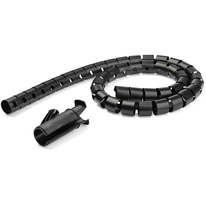 StarTech.com 2.5m (8.2ft) Cable Management Sleeve - Spiral - 1" (25mm) Diameter - W/ Cable Loading Tool - Black (CMSCOILED2)
