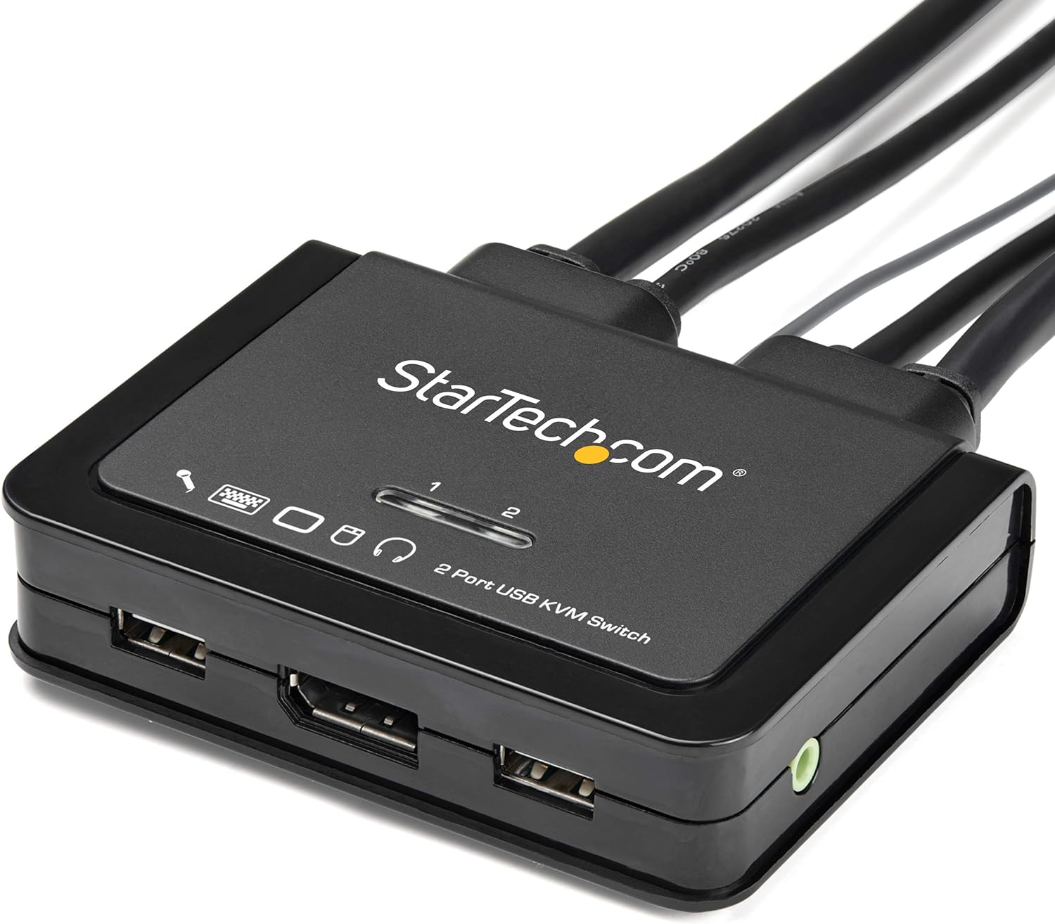 StarTech.com 2 Port DisplayPort KVM Switch - 4K 60Hz - Compact Dual Port UHD DP 1.2 USB Desktop KVM Switch with 4ft Cables & Audio - Bus Powered & Remote Switching - MacBook ThinkPad (SV211DPUA4K