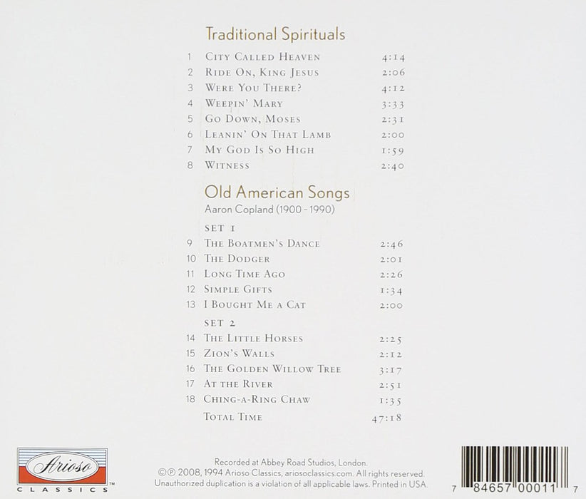 Sings Copland & Spirituals