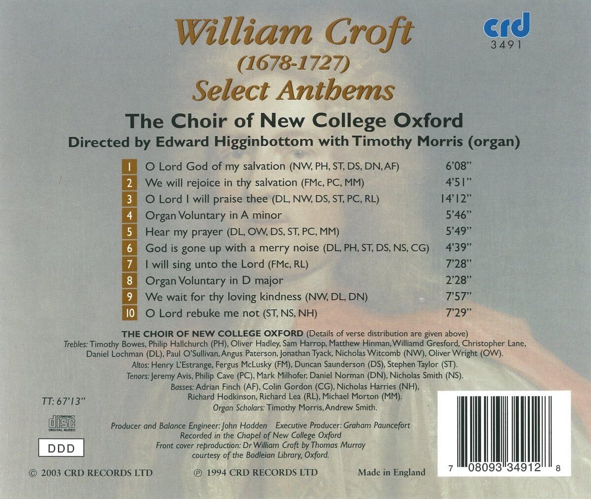 William Croft: Select Anthems