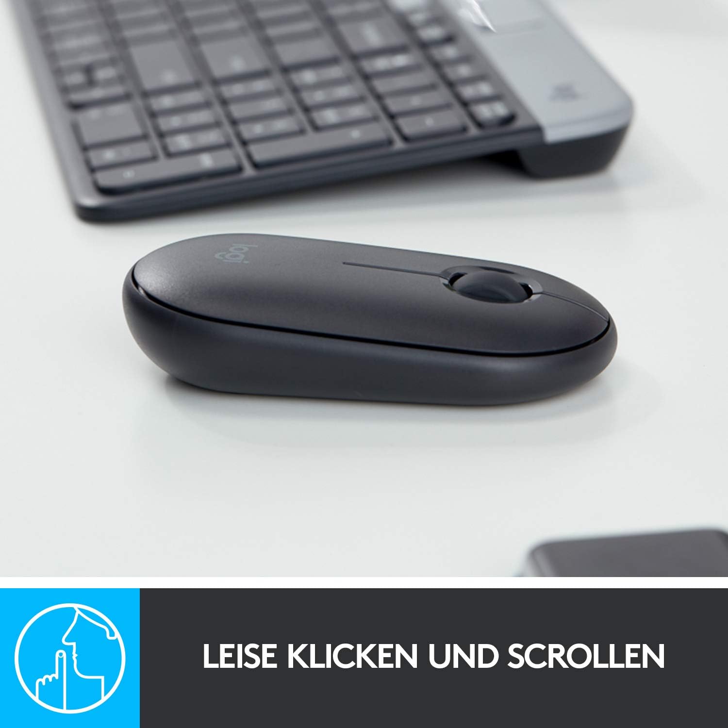 Logitech Pebble Wireless Mouse with Bluetooth or 2.4 GHz Receiver, Silent, Slim Computer Mouse with Quiet Clicks, for Laptop/Notebook/iPad/PC/Mac/Chromebook - Graphite/Black