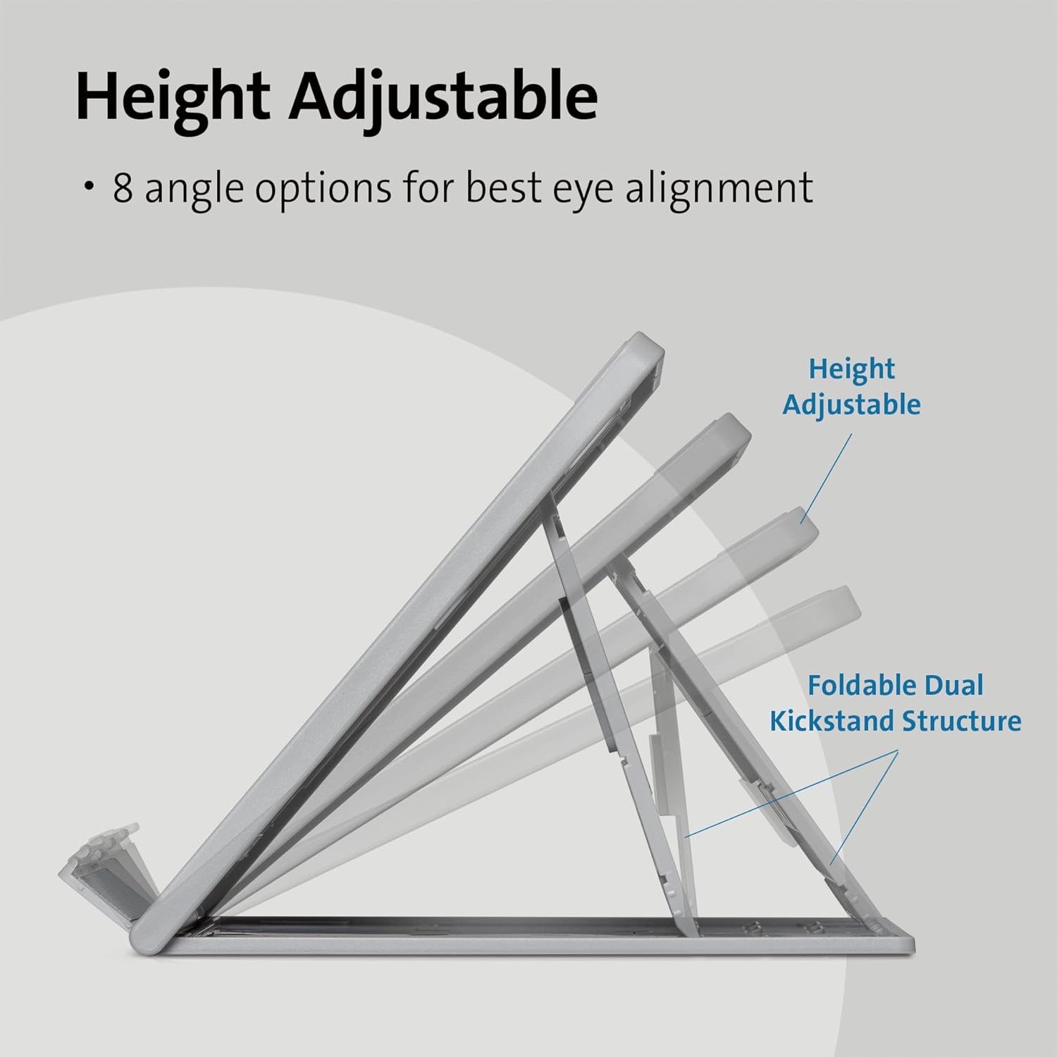 Kensington SmartFit Easy Riser Go Large Laptop Stand for Home Office - Adjustable laptop desk stand, Portable Laptop Holder (K50420EU), Grey