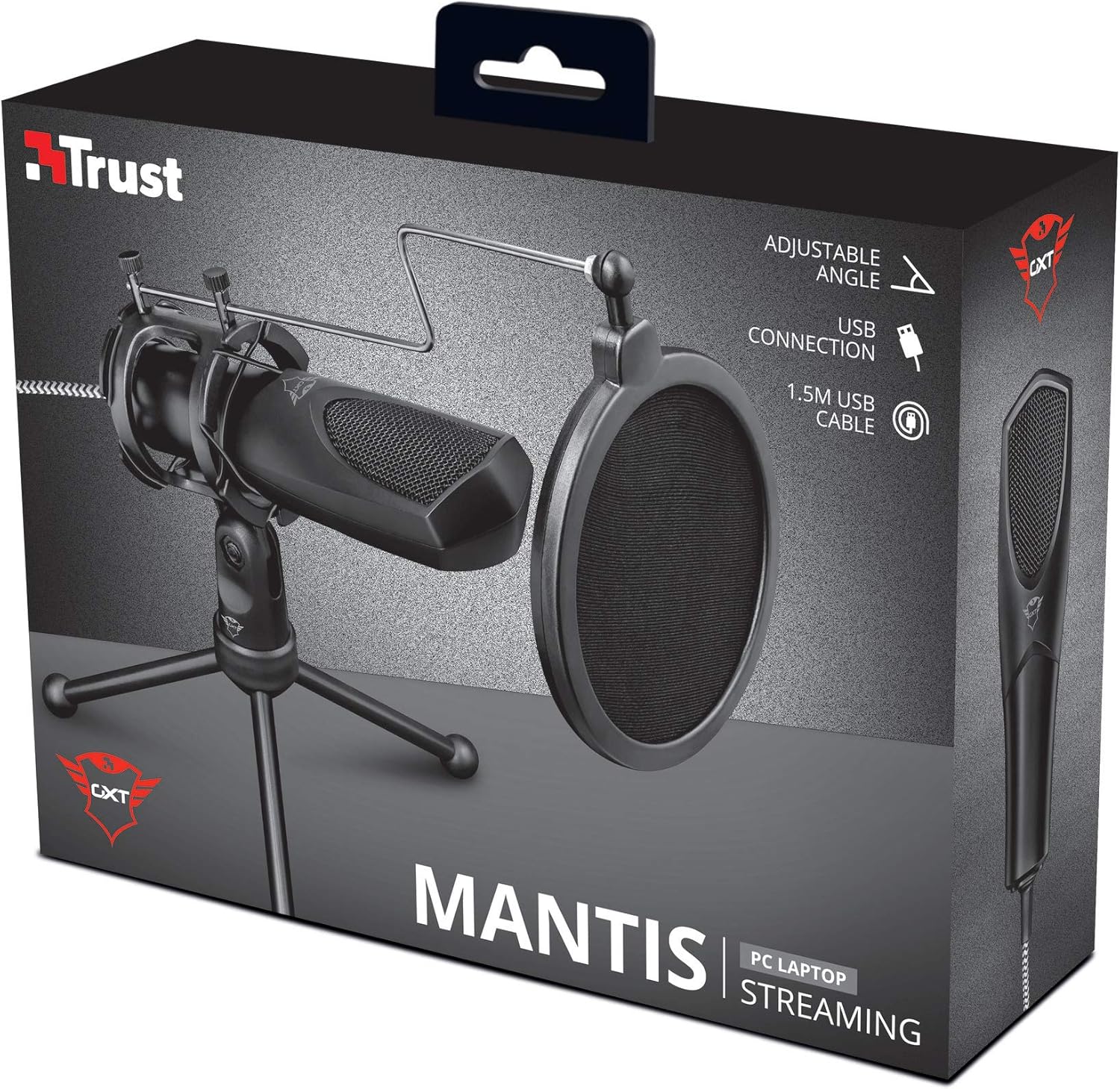 Trust Gaming GXT 232 Mantis Streaming Microphone with Trust Gaming GXT 606 Javv RGB 2.0 Speaker Set Grey Camo Mantis Streaming Microphone