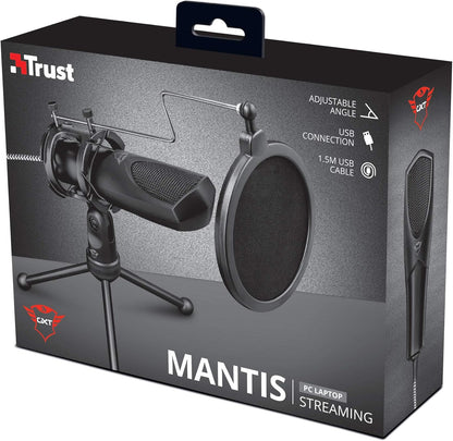 Trust Gaming GXT 232 Mantis Streaming Microphone with Trust Gaming GXT 606 Javv RGB 2.0 Speaker Set Grey Camo Mantis Streaming Microphone