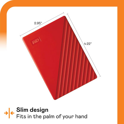WD 4 TB My Passport Portable HDD USB 3.0 with software for device management, backup and password protection - Red - Works with PC, Xbox and PS4 PC 4TB Red HDD