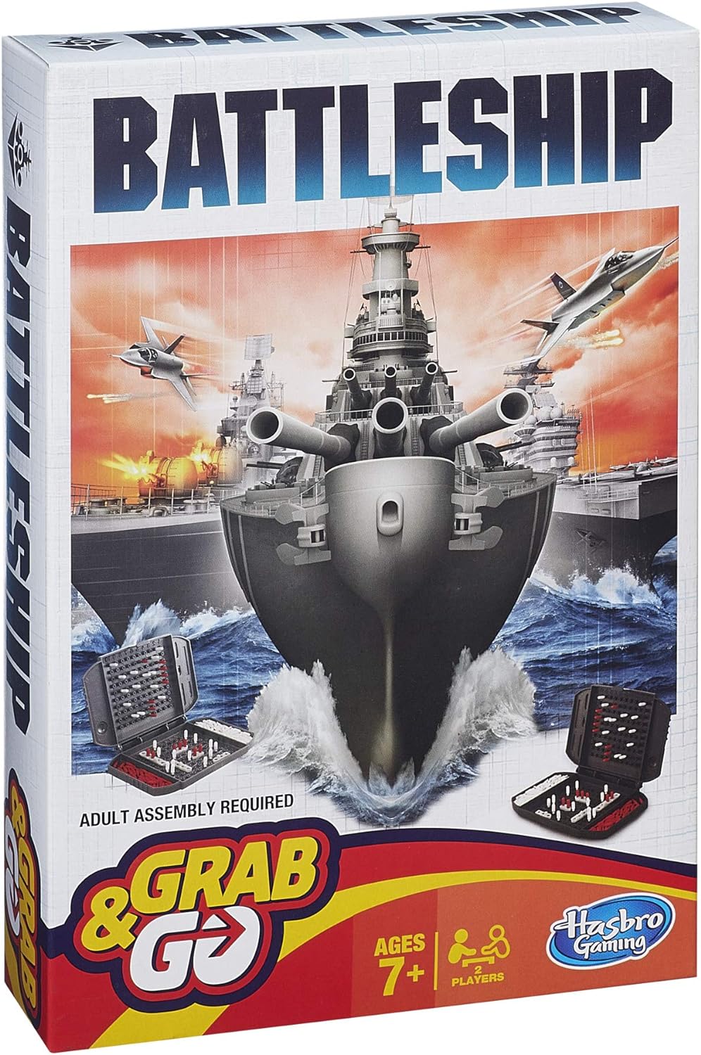 Hasbro Gaming Battleship Grab and Go Game; Portable 2 Player Game; Fun Travel Game for Ages 7 and Up, Red,white (B0995102)