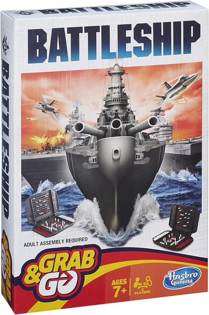 Hasbro Gaming Battleship Grab and Go Game; Portable 2 Player Game; Fun Travel Game for Ages 7 and Up, Red,white (B0995102)