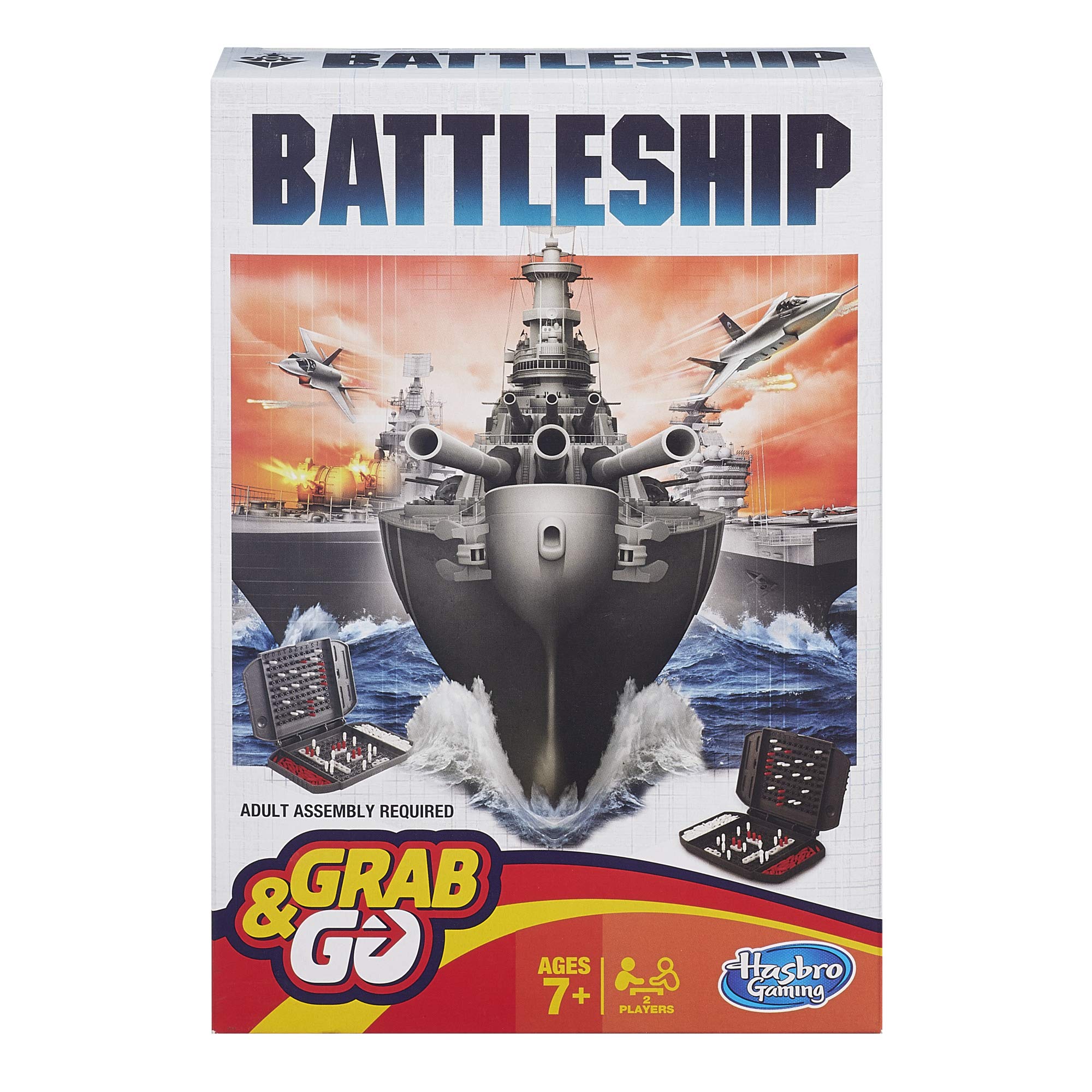 Hasbro Gaming Battleship Grab and Go Game; Portable 2 Player Game; Fun Travel Game for Ages 7 and Up, Red,white (B0995102)