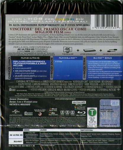 Movie Schindler`S List (4K Ultra Hd+Blu-Ray) - (Italian
