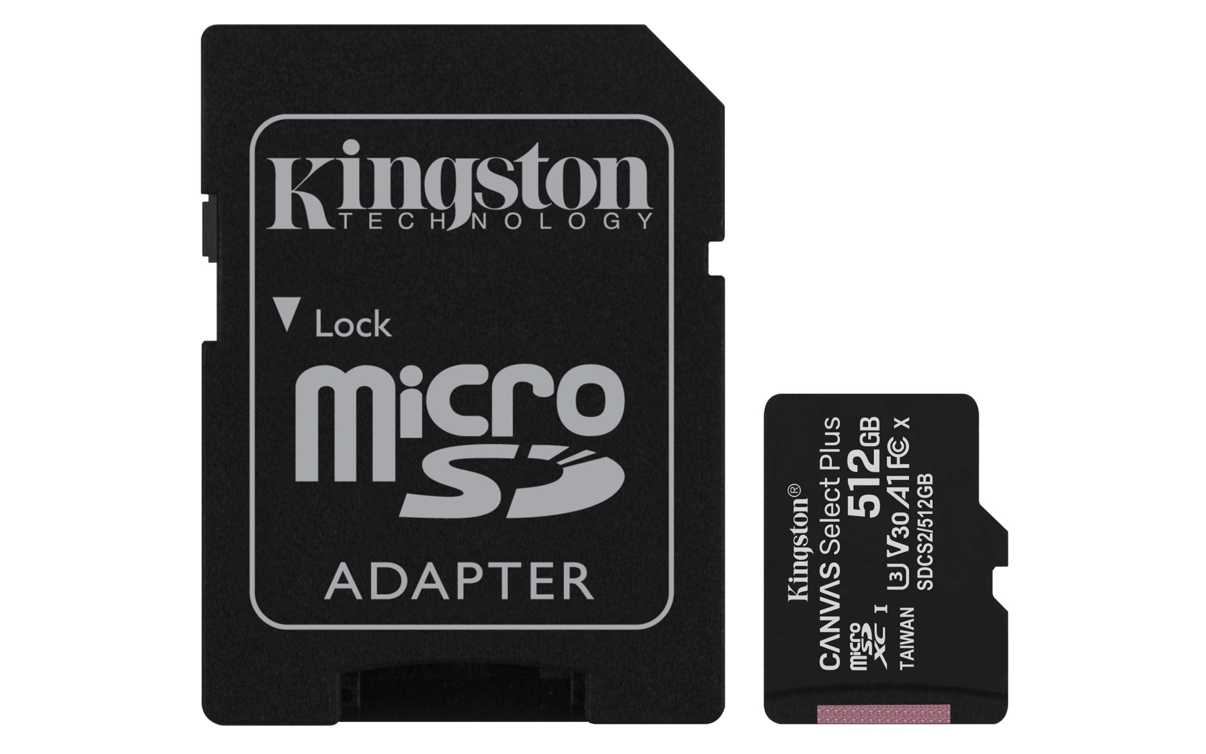 Kingston Canvas Select Plus microSD Speicherkarte, SDCS2/512GB Class 10 (inkl. SD Adapter)