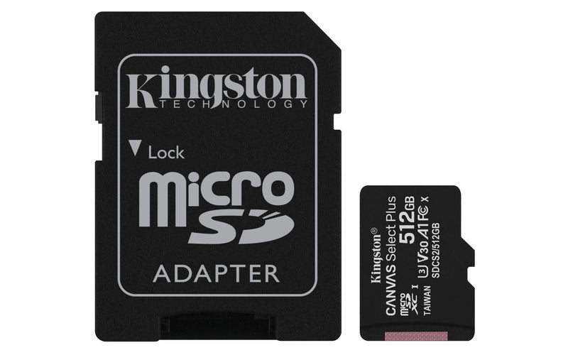 Kingston Canvas Select Plus microSD Speicherkarte, SDCS2/512GB Class 10 (inkl. SD Adapter)