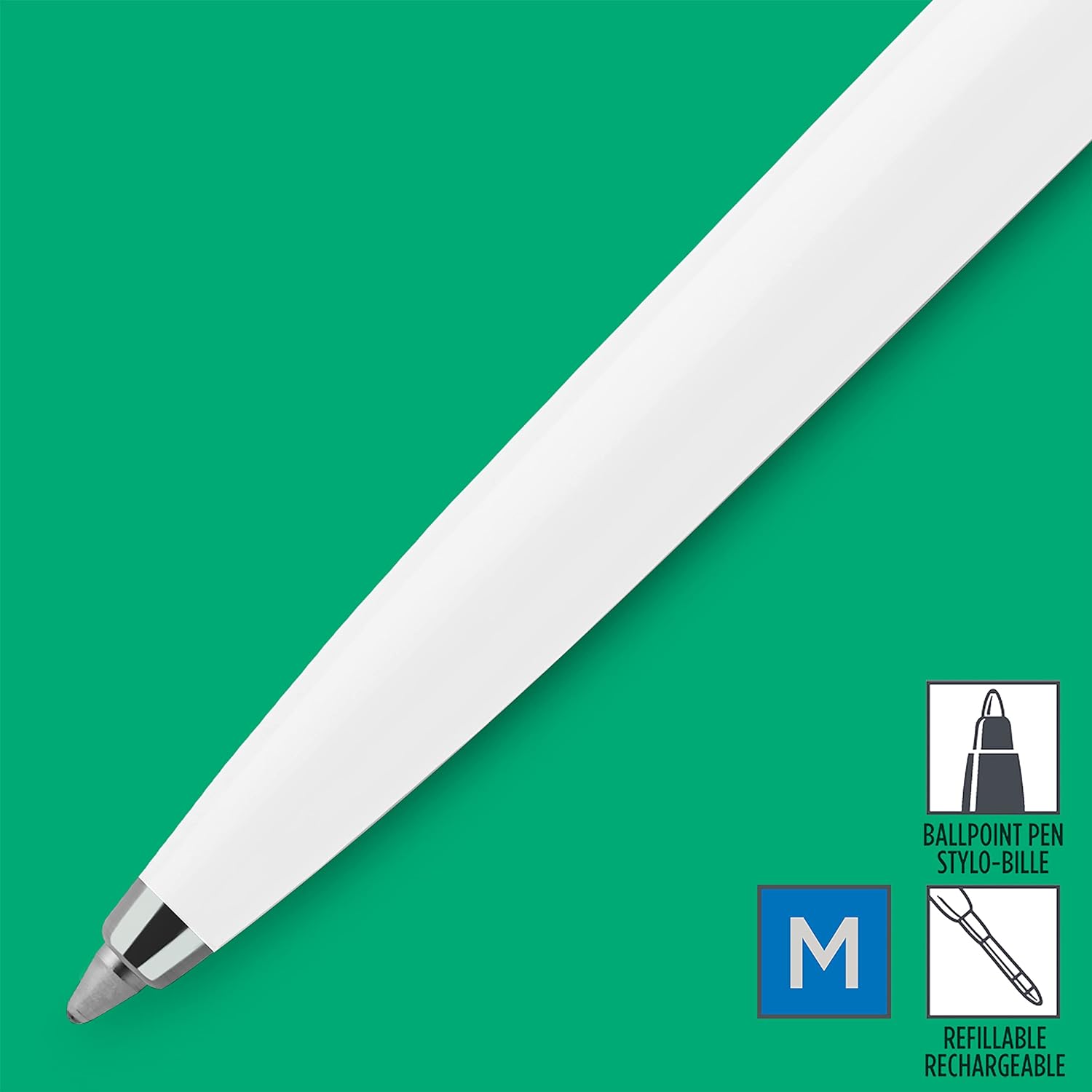 PARKER Jotter Originals Ballpoint Pen, Classic White Finish, Medium Point, Blue Ink (Pack of 2