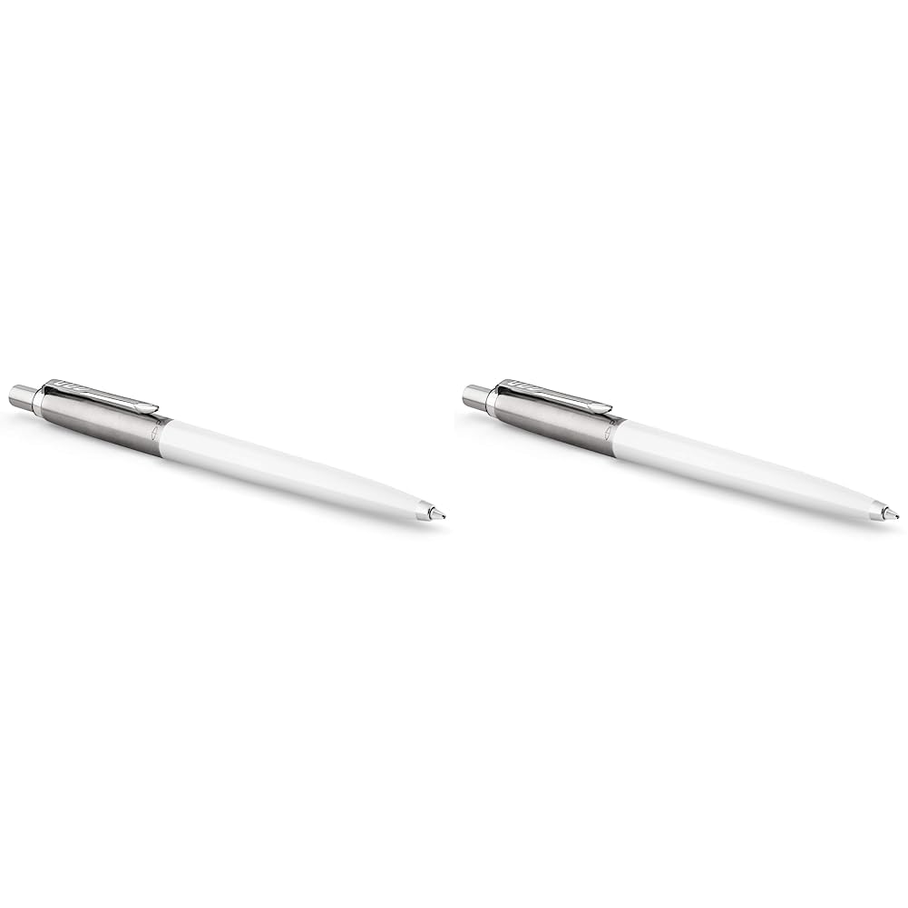 PARKER Jotter Originals Ballpoint Pen, Classic White Finish, Medium Point, Blue Ink (Pack of 2