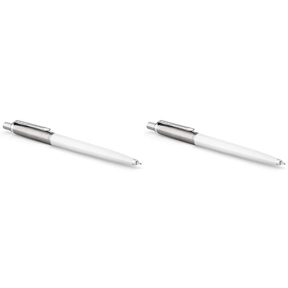 PARKER Jotter Originals Ballpoint Pen, Classic White Finish, Medium Point, Blue Ink (Pack of 2