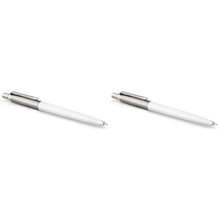 PARKER Jotter Originals Ballpoint Pen, Classic White Finish, Medium Point, Blue Ink (Pack of 2