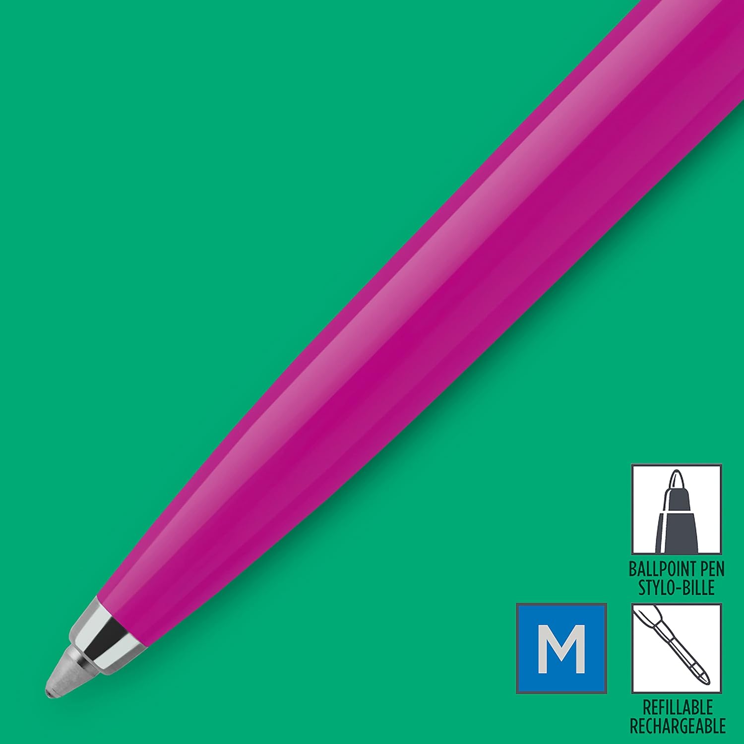 Parker Jotter Originals Ballpoint Pen | Classic Magenta Finish | Medium Point | Blue Ink | 1 Count