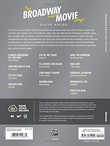 Top Broadway & Movie Songs Instrumental Solos