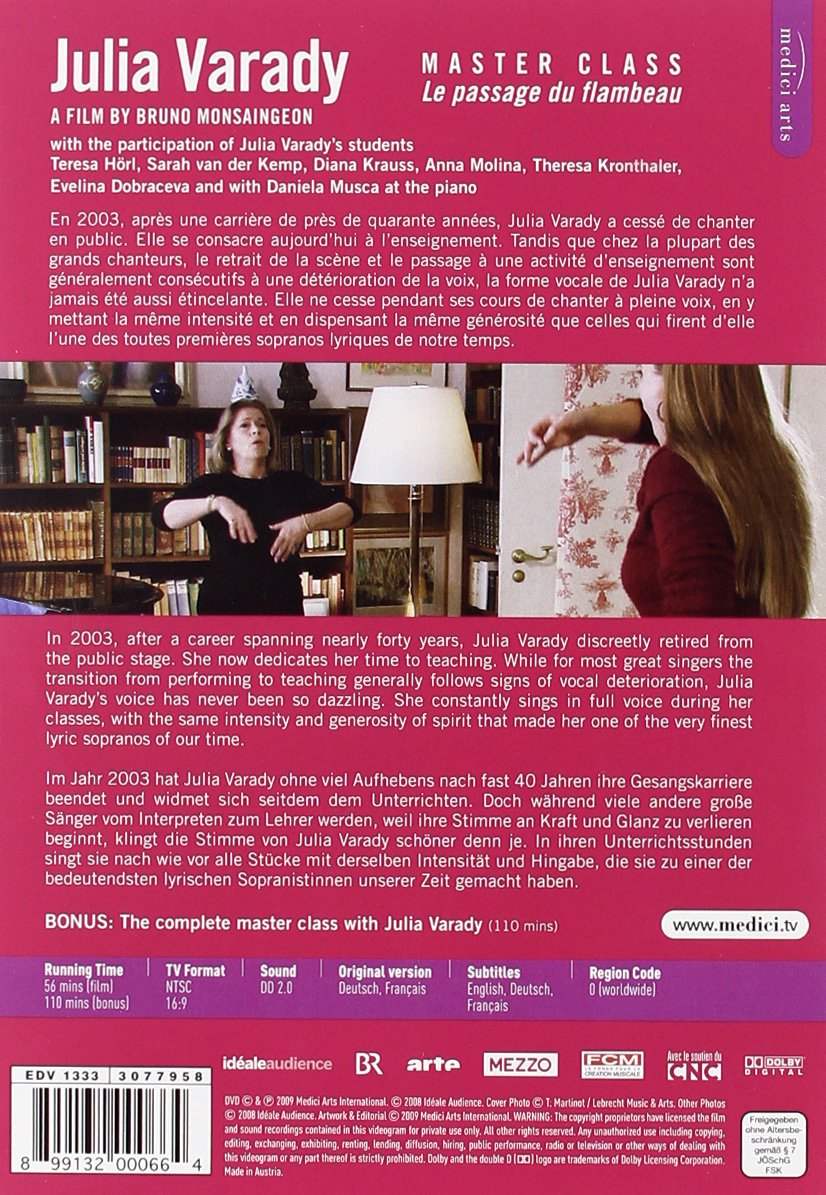 Julia Varady - Master Class With Julia Varady: Le passage du flambeau (NTSC