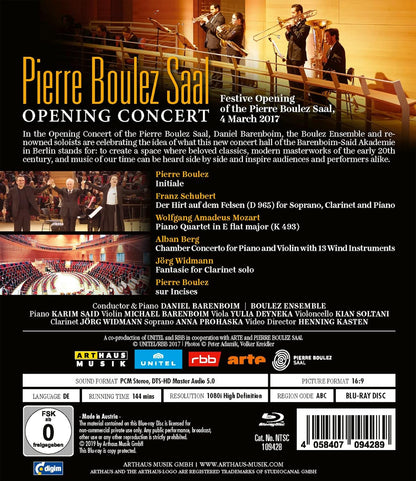 Pierre Boulez Saal: Opening Concert - Boulez Ensemble; Daniel Barenboim (all regions Blu Ray)