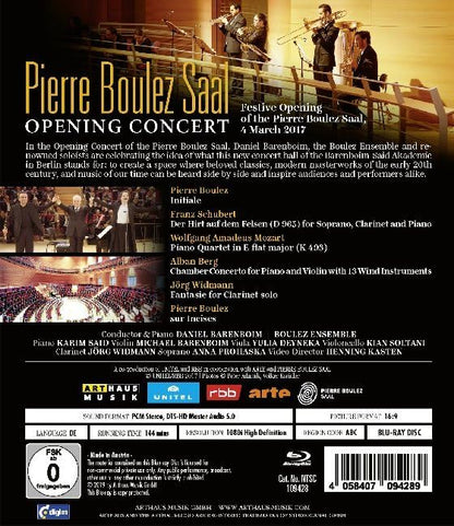 Pierre Boulez Saal: Opening Concert - Boulez Ensemble; Daniel Barenboim (all regions Blu Ray)