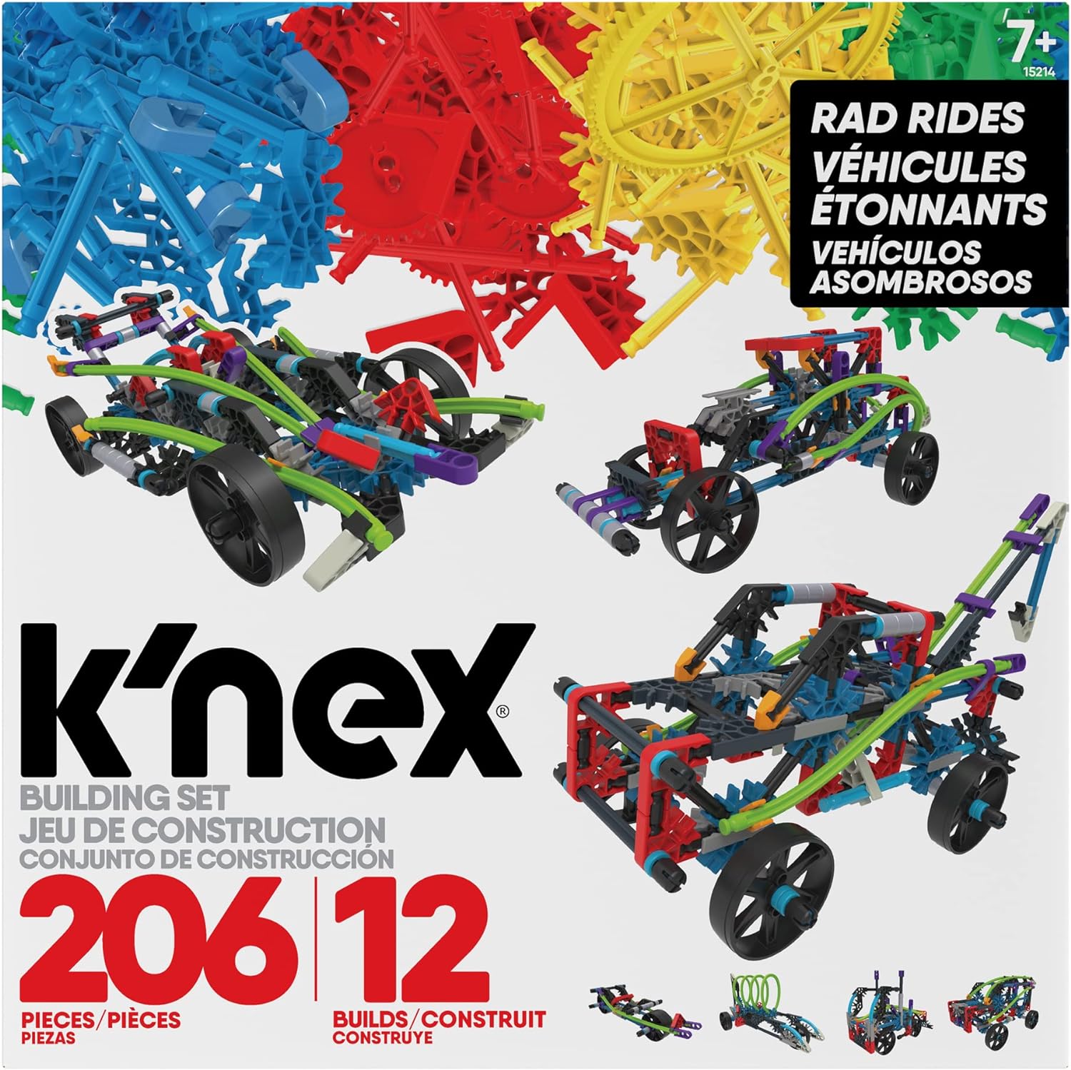 K'NEX | Rad Rides Building Set 12 Model | Educational Fun and Construction Toys for Boys and Girls, 206 Piece Stem Learning Kit, Engineering for Kids, for Children Ages 7+ | Basic fun 15214 Single