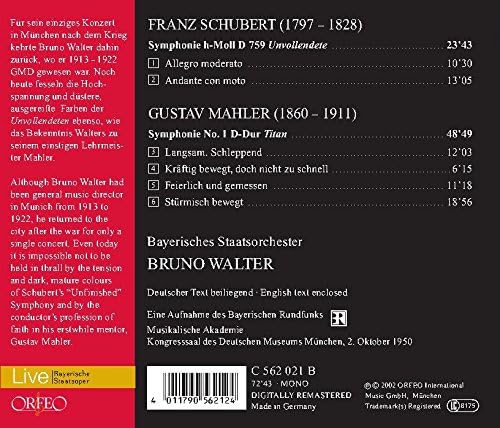 Unfinished Symphony/symphony No. 1 (Walter)