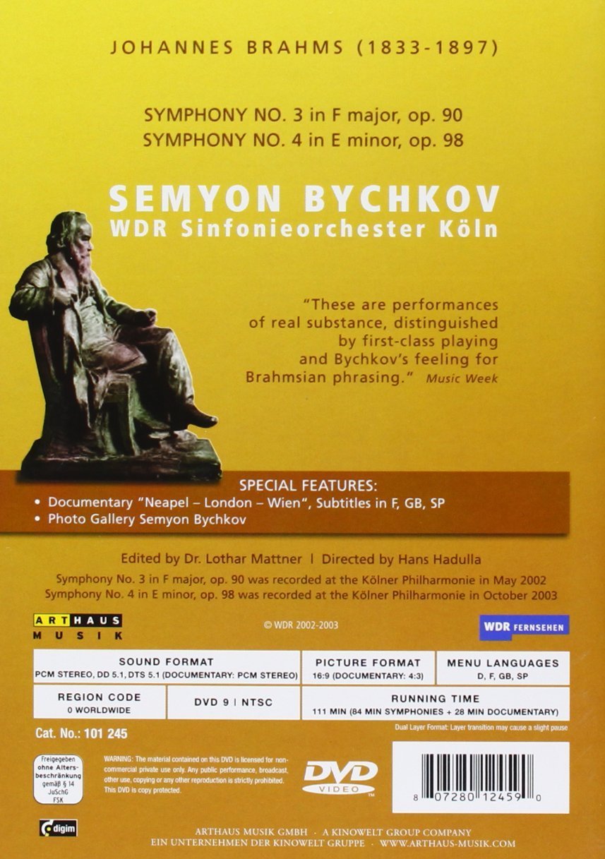 Brahms, Johannes - Sinfonien 3 & 4 (NTSC