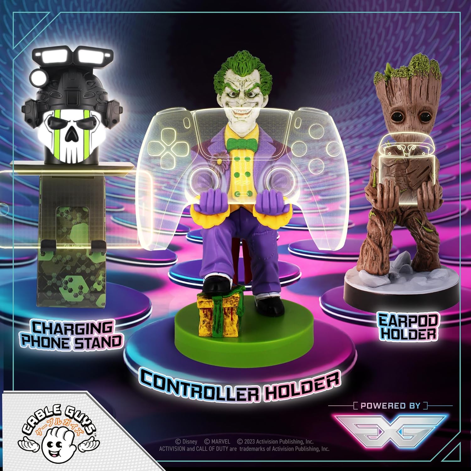 Cable Guys - Joker Gaming Accessories Holder & Phone Holder for Most Controller (Xbox, Play Station, Nintendo Switch) & Phone
