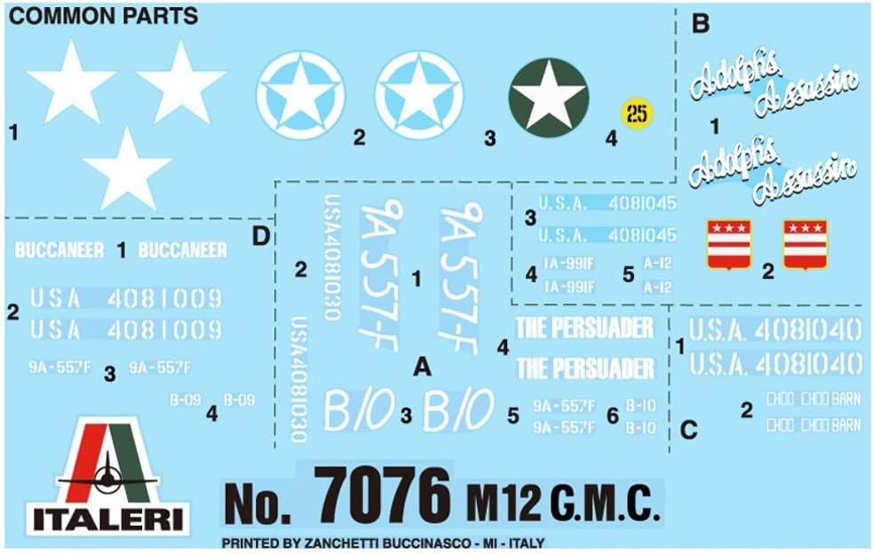 Italeri 7076 Plastic Model to Assemble Tanks M12 Gun Motor Carriage Model Kit 1:72 Scale