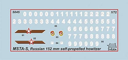 Zvezda ZV5045 500785045-1:72 2S19 MST Russ.Self Propell.Howitzer-Plastic Model Assembly-Kit-for Beginners-Detailed, Unvarnished