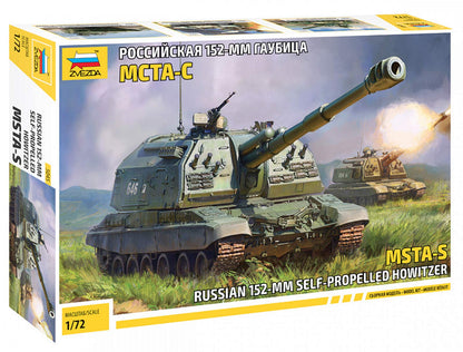 Zvezda ZV5045 500785045-1:72 2S19 MST Russ.Self Propell.Howitzer-Plastic Model Assembly-Kit-for Beginners-Detailed, Unvarnished