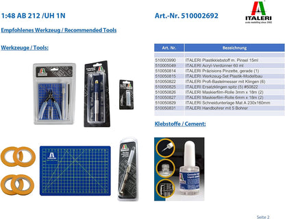 Italeri 510002692 – 1: 48 AB 212/UH 1 N Helicopter