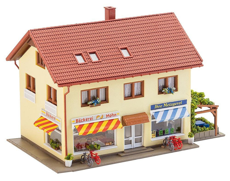 FALLER Butcher's/Bakery Model Kit with 179 Pieces 114 x 73 x 76 mm I Model Railway Accessories N I Model Railway Butcher Shop with Shop Window
