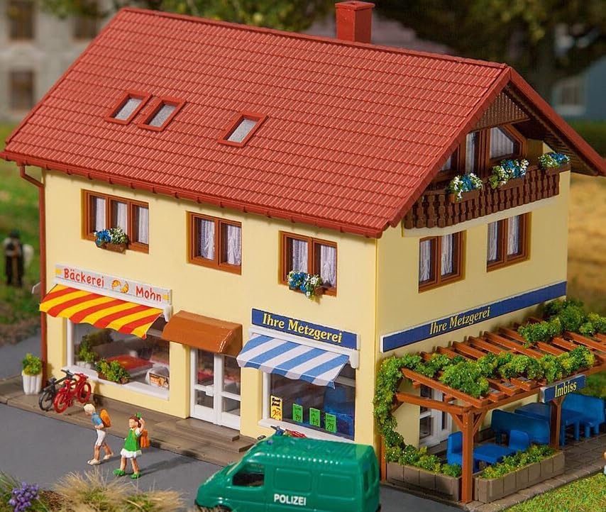 FALLER Butcher's/Bakery Model Kit with 179 Pieces 114 x 73 x 76 mm I Model Railway Accessories N I Model Railway Butcher Shop with Shop Window