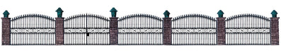 Ornamental Fence With Brick Pillars