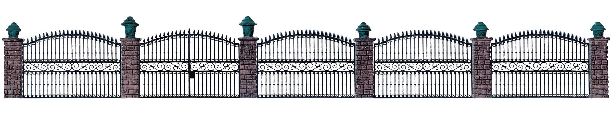 Ornamental Fence With Brick Pillars